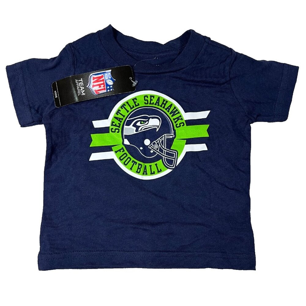 Outer Stuff Kids 12M Blue Seattle Seahawks Football Graphic Short Sleeve Tee NWT